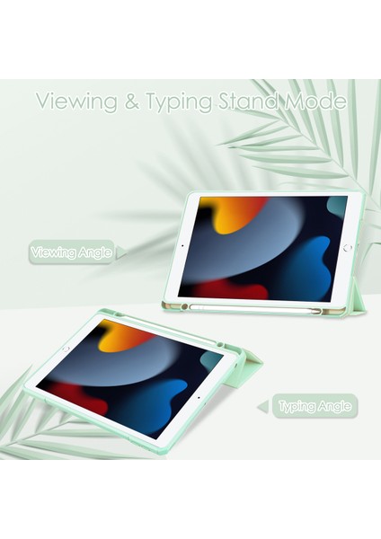 iPad 9./8./7. Nesil (2021/2020/2019) 10,2" - [yerleşik Kalem Tutucu] Şeffaf Şeffaf Arka, Otomatik Uyku Uyandırma, Nane Yeşili ile Darbeye Dayanıklı Kılıf (Yurt Dışından)