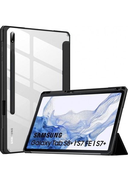 Samsung Galaxy Tab S7 Fe/s7+ Plus 12.4''2021 (SM-T730/SM-T736) Tablet Kılıfı, Tab S7 Fe, Otomatik Uyandırma/uyku Için Ince Şeffaf Arka Kapak Samsung Tab S7 Fe, Siyah (Yurt Dışından)