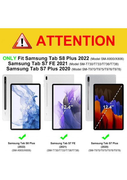 Samsung Galaxy Tab S7 Fe/s7+ Plus 12.4''2021 (SM-T730/SM-T736) Tablet Kılıfı, Tab S7 Fe, Otomatik Uyandırma/uyku Için Ince Şeffaf Arka Kapak Samsung Tab S7 Fe, Siyah (Yurt Dışından)
