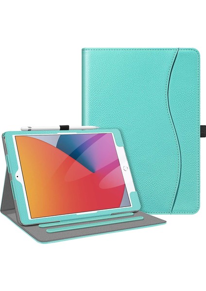 iPad 10.2 9. Nesil 2021 Için Wekity Kapak - [köşe Koruması] Cepli ve Kalem Tutuculu Çok Açılı Görüntüleme Standı Kapağı (Yurt Dışından)