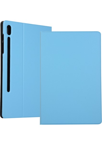 Samsung Galaxy Tab S7 T870 Düz Deri Kılıf T875 Tpu Yumuşak Kabuk Darbeye Dayanıklı S7 Kılıf Mavi (Yurt Dışından)