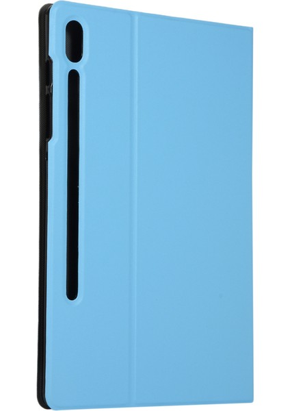 Samsung Galaxy Tab S7 T870 Düz Deri Kılıf T875 Tpu Yumuşak Kabuk Darbeye Dayanıklı S7 Kılıf Mavi (Yurt Dışından)