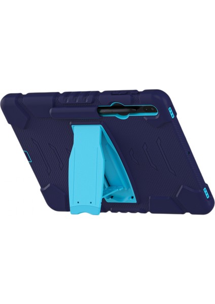 Samsung Tab Için S8PLUS/S7 Fe Koruyucu Kılıf S7PLUS Her Şey Dahil Düşmeyi Önleyici Kalem Yuvası Braketi Koruyucu Kabuk Lacivert (Yurt Dışından)