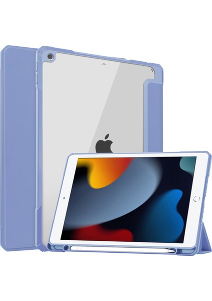 iPad 9./8./7. Nesil (2021/2020/2019) 10,2" - [yerleşik Kalem Tutucu] Şeffaf Şeffaf Arka, Otomatik Uyku Uyandırma, Lavanta Moru ile Darbeye Dayanıklı Kılıf (Yurt Dışından)