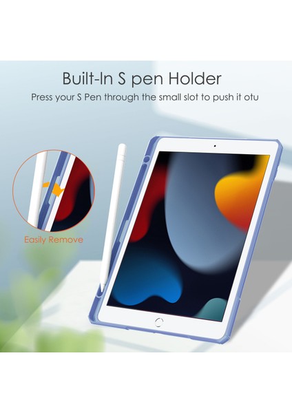 iPad 9./8./7. Nesil (2021/2020/2019) 10,2" - [yerleşik Kalem Tutucu] Şeffaf Şeffaf Arka, Otomatik Uyku Uyandırma, Lavanta Moru ile Darbeye Dayanıklı Kılıf (Yurt Dışından)