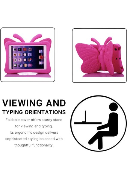 Ipad2/3/4 Çocuk Kılıfı Ipad2/3/4 Çocuklar Için 3D Sevimli Kelebek Kılıf Hafif Eva Stand Darbeye Dayanıklı Sağlam Ağır Hizmet Çocuk Dostu Kız Için iPad Kapağı Ipad2/3/4 (Gül) (Yurt Dışından)