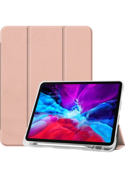 iPad Pro 12.9 Için Koruyucu Deri Yumuşak Kabuk Her Şey Dahil Şeffaf Kalem Tepsisi 2020 Pro 12,9 Inç Kılıf (Gül Altın) (Yurt Dışından)