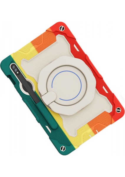 Samsung Tab S7 Için Koruyucu Kapak Üç Anti-Sticker S8 Artı Koruyucu Kapak Silikon Braket S7 Fe Anti-Düşme Koruyucu Kapak Renkli Kırmızı (Yurt Dışından)