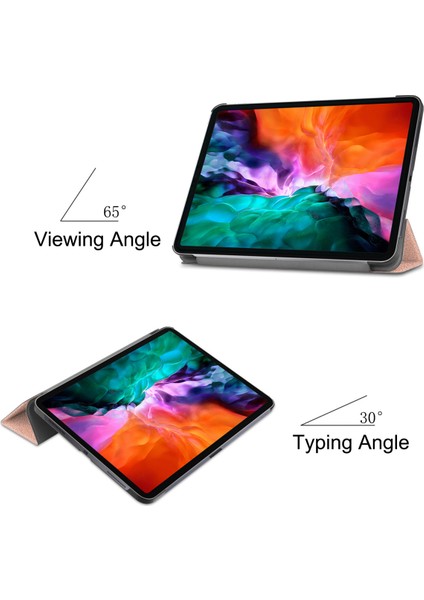 iPad Pro 12.9 Inç Kapak 2021 5. Nesil, Ultra Ince Üç Katlı Stand Kapağı [otomatik Uyku/uyanma] iPad Pro 12.9 2021 Yumuşak Tpu Arka Kapak - Pembe Altın (Yurt Dışından)