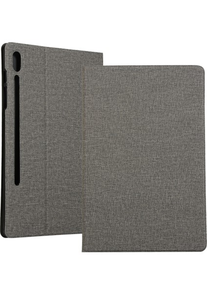 Samsung Galaxy Tab S7 PLUST970 Düz Deri Kılıf SM-T975 Yumuşak Kabuk Tpu Koruyucu Kılıf Gri (Kumaş Dokusu) (Yurt Dışından)