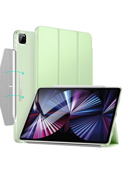 iPad Pro 11 Inç 2021 (3. Nesil), Üç Katlı Akıllı Kılıf, Işıklı Stand Kılıfı, Otomatik Uyku ve Uyanma, Pen 2 Kablosuz Şarj, Ascend Serisi, Nane Yeşili (Yurt Dışından)