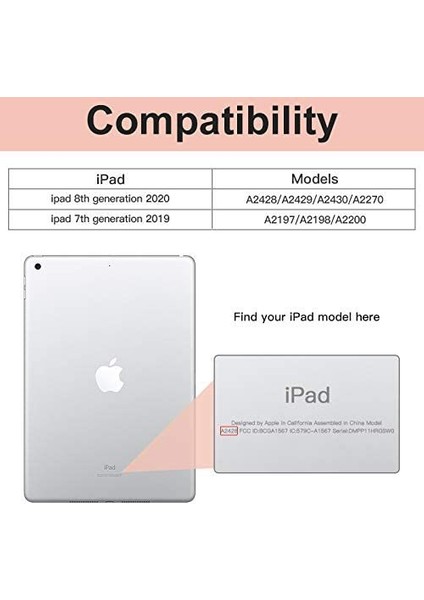 iPad 9./8./7. Nesil Kılıf ile Uyumlu Kılıf, Kalem Tutuculu iPad 10.2 Inç Kılıf, iPad Kılıfı 2021/2020/2019 Için Tpu Akıllı Stand Arka Kılıf Kapağı, Otomatik Uyandırma/uyku, Gül Pembesi (Yurt Dışından)