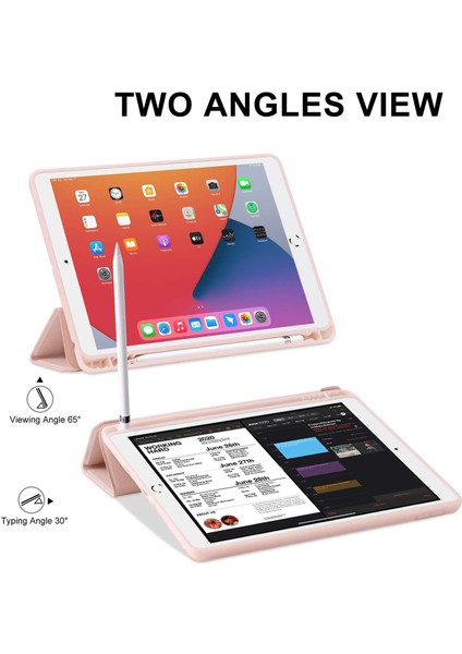 iPad 9./8./7. Nesil Kılıf ile Uyumlu Kılıf, Kalem Tutuculu iPad 10.2 Inç Kılıf, iPad Kılıfı 2021/2020/2019 Için Tpu Akıllı Stand Arka Kılıf Kapağı, Otomatik Uyandırma/uyku, Gül Pembesi (Yurt Dışından)