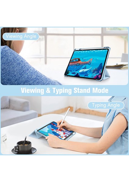 iPad Pro 11 Inç 2. Nesil/3. Nesil 2021/2020/2018 Için, Ince Hafif Üç Katlı Stand Yumuşak Tpu Arka Kapak, Dahili Kalem Tutucu, iPad Air 5/4 ile De Uyumlu, [otomatik Uyku/uyanma], Mavi (Yurt Dışından)