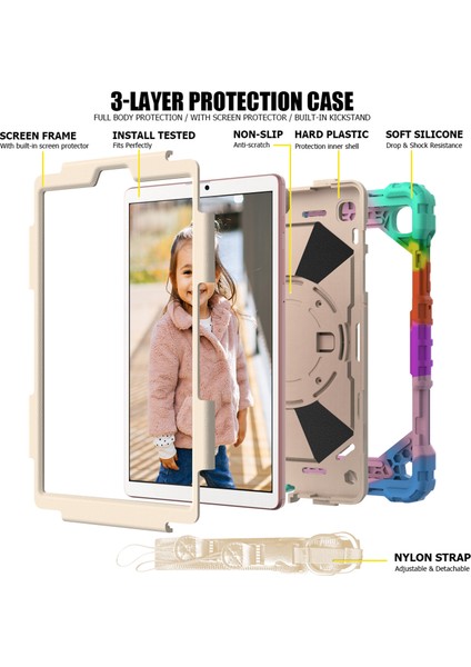 2021 Omuz Askısı Için Uygundur Samsung TABA7LITET220/T220 Dönen El Desteği Üç Geçirmez Braket Düşmeyi Önleyici Silikon Kılıf (Yurt Dışından) fırsatları