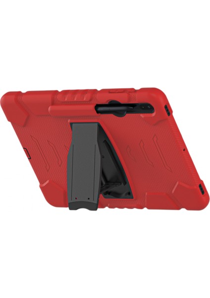 Samsung Tab S8PLUS/S7 Fe Için Uygun Koruyucu Kılıf S7PLUS Her Şey Dahil Düşmeyi Önleyici Kalem Yuvası Braketi Koruyucu Kabuk Kırmızı (Yurt Dışından)