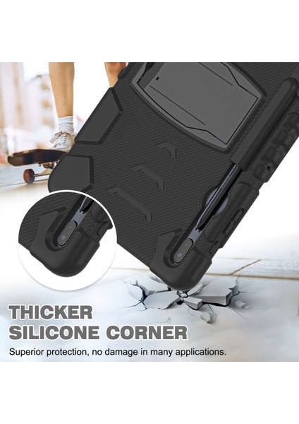 Samsung Tab S8PLUS/S7 Fe Için Uygun Koruyucu Kılıf S7PLUS Her Şey Dahil Düşmeyi Önleyici Kalem Yuvası Braketi Koruyucu Kabuk Kırmızı (Yurt Dışından) fırsatları