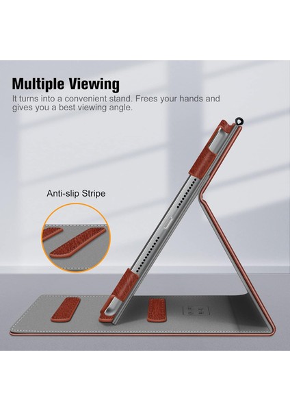 iPad 9. / 8. / 7. Nesil (2021/2020/2019) 10,2 Inç - [köşe Koruması] Cepli ve Kalem Tutuculu Çok Açılı Görüntüleme Standı Kapağı, Otomatik Uyku Uyandırma, Vintage Kahverengi (Yurt Dışından) modelleri