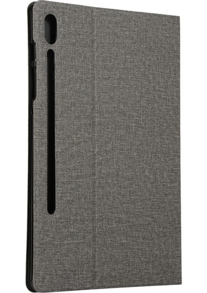 Samsung Galaxy Tab S7 PLUST970 Düz Deri Kılıf SM-T975 Yumuşak Kabuk Tpu Koruyucu Kılıf Gri (Kumaş Dokusu) (Yurt Dışından)
