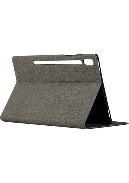 Samsung Galaxy Tab S7 PLUST970 Düz Deri Kılıf SM-T975 Yumuşak Kabuk Tpu Koruyucu Kılıf Gri (Kumaş Dokusu) (Yurt Dışından)