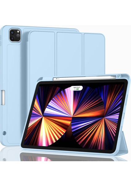 Yeni iPad Pro 11 Inç Kılıf 2021(3. NESIL)/2020(2. Nesil), Kalem Tutuculu, Akıllı iPad Kılıfı [touch Id ve Otomatik Uyandırma/uyku Desteği], Otomatik 2. Nesil Kalem Şarjı (Gök Mavisi) (Yurt Dışından)