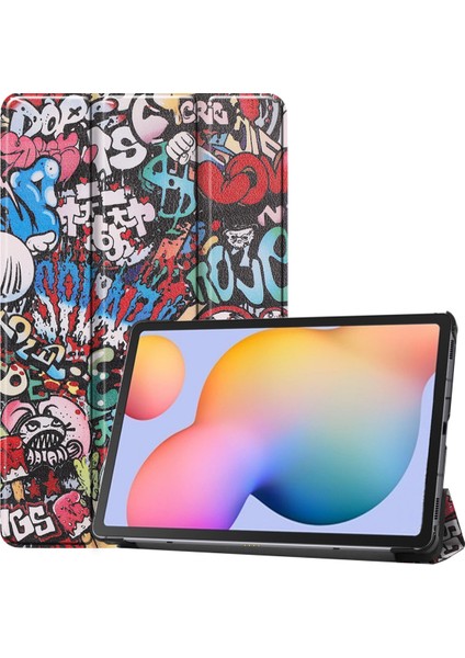 Samsung S6 Lite Için 10.4 Inç P610 Tpu Kalem Tepsisi Tablet Kılıfı P610/P615 Deri Kılıf Graffiti (Yurt Dışından)