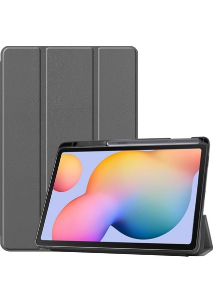 Samsung Galaxy Tab S6/tab S6 Tablet Kılıfı Için 10,4", Otomatik Uyku/uyandırma Sert Üç Katlı Stand Kapaklı Premium Deri Ince ve Hafif (P610/P615) Gri (Yurt Dışından)