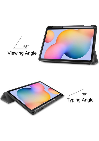 Samsung Galaxy Tab S6/tab S6 Tablet Kılıfı Için 10,4", Otomatik Uyku/uyandırma Sert Üç Katlı Stand Kapaklı Premium Deri Ince ve Hafif (P610/P615) Gri (Yurt Dışından)