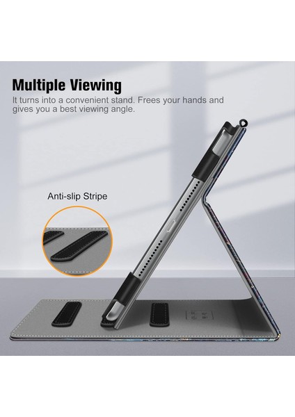 iPad 10.2 7. Nesil 2019 Için Wekity Kapak - [köşe Koruması] Cepli ve Kalem Tutuculu Çok Açılı Görüntüleme Standı Kapağı (Yurt Dışından)