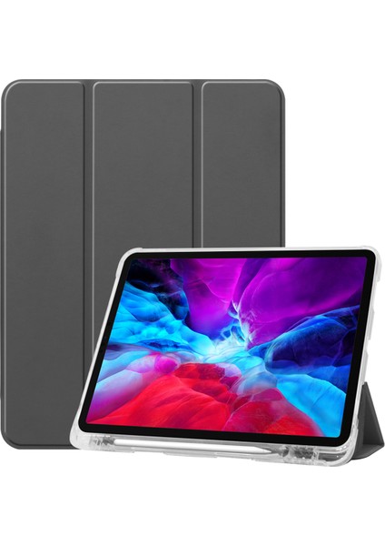 Ipad Pro 12.9 Için Koruyucu Deri Yumuşak Kabuk Her Şey Dahil Şeffaf Kalem Tepsisi 2020 Pro 12,9 Inç Kılıf (Gri) (Yurt Dışından)