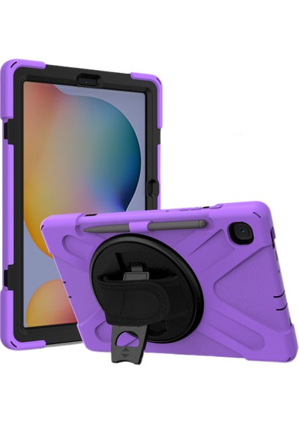 Samsung Galaxy Tab S6 Lite 10.4 Için Kalem Tutuculu Kılıf, Yumuşak ve Hafif Silikon Kılıf Galaxy Tab S6 Lite 10.4 2020 SM-P610/P615 Döner Standlı Telefon Kılıfı Mor (Yurt Dışından)
