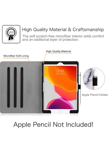 iPad 10.2 7. Nesil 2019 Için Wekity Kapak - [köşe Koruması] Cepli ve Kalem Tutuculu Çok Açılı Görüntüleme Standı Kapağı (Yurt Dışından) fırsatları