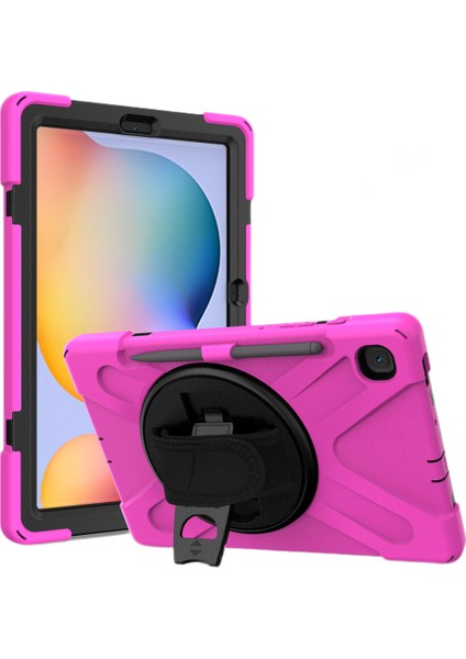 Samsung Galaxy Tab S6 Lite 10.4 Için Kalem Tutuculu Kılıf, Yumuşak ve Hafif Silikon Kılıf Galaxy Tab S6 Lite 10.4 2020 SM-P610/P615 Döner Standlı Telefon Kılıfı Gül Kırmızı (Yurt Dışından)