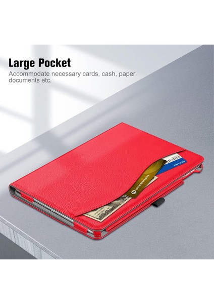 iPad 9. / 8. / 7. Nesil (2021/2020/2019) 10,2 Inç - [köşe Koruması] Cepli ve Kalem Tutuculu Çok Açılı Görüntüleme Standı Kapağı, Otomatik Uyandırma Uykusu, Kırmızı (Yurt Dışından) modelleri