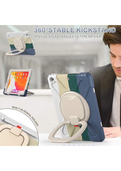 Wekity iPad 9/8/7 Gen Kılıfı (Ipad 10,2 Inç Sağlam Kılıf 2021/2020/2019) Ekran Koruyucu, Döner Stand/kalem Tutucu/omuz Askısıyla (Yurt Dışından)