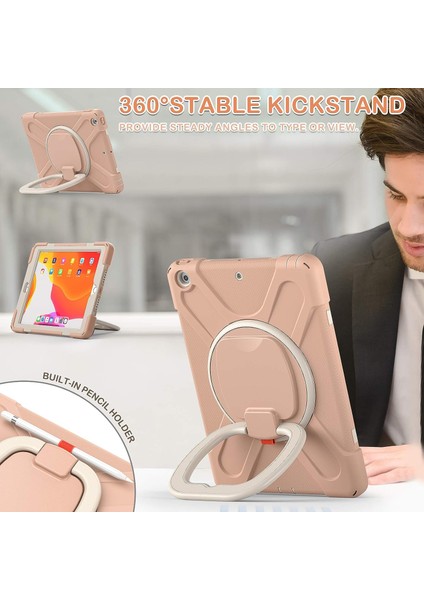 Wekity iPad 9/8/7 Gen Kılıfı (Ipad 10,2 Inç Sağlam Kılıf 2021/2020/2019) Ekran Koruyucu, Döner Stand/kalem Tutucu/omuz Askısıyla (Yurt Dışından)