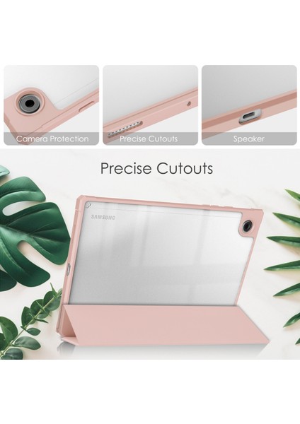 Samsung Galaxy Tab A8 10,5" 2021 Modelleri Için (SM-X200/X205), Şeffaf Şeffaf Sırtlı Darbeye Dayanıklı Kapak, Otomatik Uyandırma/uyku, Pembe Altın (Yurt Dışından) modelleri