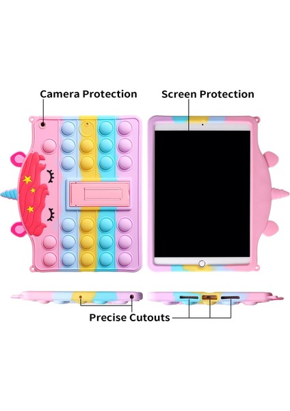 iPad Air 2 / Ipad6 / Pro 9.7 Inç Için 3D Unicorn Pop Kılıf, Fidget Kabarcık Kılıfı Kızlar Kadınlar Için Pop Itmeli Kılıf, Silikon Kabarcık Anksiyete Stres Giderici Oyuncaklar Kılıfı (Yurt Dışından) fırsatları