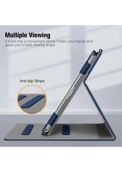 iPad 10.2 7. Nesil 2019 Için Wekity Kapak - [köşe Koruması] Cepli ve Kalem Tutuculu Çok Açılı Görüntüleme Standı Kapağı (Yurt Dışından)