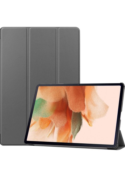 Samsung Galaxy Tab S7 Fe 12,4" 2021 / Galaxy Tab S7+ 12,4" 2021 T730/T736, Otomatik Uyku/uyandırma Fonksiyonlu Esnek Tpu Arka Hafif Üç Katlı Stand, Gri (Yurt Dışından)