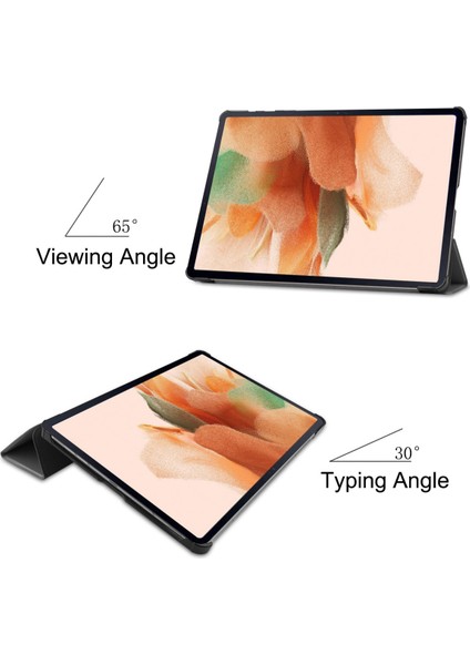 Samsung Galaxy Tab S7 Fe 12,4" 2021 / Galaxy Tab S7+ 12,4" 2021 T730/T736, Otomatik Uyku/uyandırma Fonksiyonlu Esnek Tpu Arka Hafif Üç Katlı Stand, Gri (Yurt Dışından)