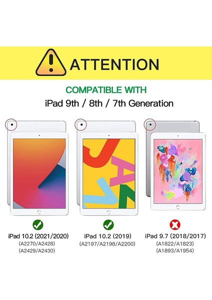 iPad 9. Nesil / iPad 8. Nesil / iPad 7. Nesil Kılıf (10.2 Inç, 2021/2020/2019 Modeli), iPad 10.2 Inç Için Ince Ağır Hizmet Darbeye Dayanıklı Sağlam Koruyucu Kılıf (Yurt Dışından)