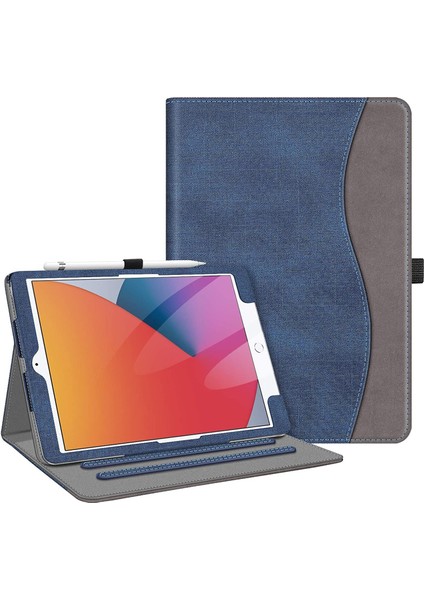 iPad 10.2 7. Nesil 2019 Için Wekity Kapak - [köşe Koruması] Cepli ve Kalem Tutuculu Çok Açılı Görüntüleme Standı Kapağı (Yurt Dışından)