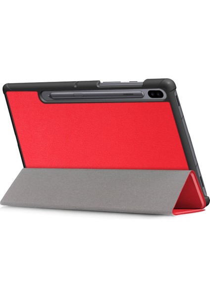 Samsung Galaxy Tab S6 10.5 Kılıf, Şok Standı, S Kalem Tutucu, Sert Tpu Sırt, Tablet Kılıfı [SM-T860, SM-T865] Akıllı Kapak, Otomatik Uyku Uyandırma, Folyo, Kırmızı (Yurt Dışından) modelleri