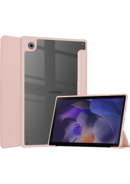 Samsung Galaxy Tab A8 10,5" 2022 Modelleri Için (SM-X200/X205), Şeffaf Şeffaf Arkalı Darbeye Dayanıklı Kapak, Otomatik Uyandırma/uyku, Pembe (Yurt Dışından)