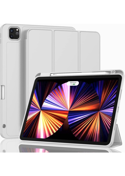 Yeni iPad Pro 11 Inç Kılıf 2021(3. NESIL)/2020(2. Nesil), Kalem Tutuculu, Akıllı iPad Kılıfı [touch Id ve Otomatik Uyandırma/uyku Desteği], Otomatik 2. Nesil Kalem Şarjı (Açık Gri) (Yurt Dışından)