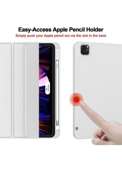 Yeni iPad Pro 11 Inç Kılıf 2021(3. NESIL)/2020(2. Nesil), Kalem Tutuculu, Akıllı iPad Kılıfı [touch Id ve Otomatik Uyandırma/uyku Desteği], Otomatik 2. Nesil Kalem Şarjı (Açık Gri) (Yurt Dışından) modelleri