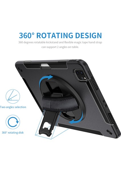 iPad Pro 12.9 Kılıfı 2021/2020: Askeri Sınıf Ağır Hizmet Darbeye Dayanıklı Kılıf, Kalem Tutucu - Döner Stand - El/omuz Askısı (Yurt Dışından) fırsatları