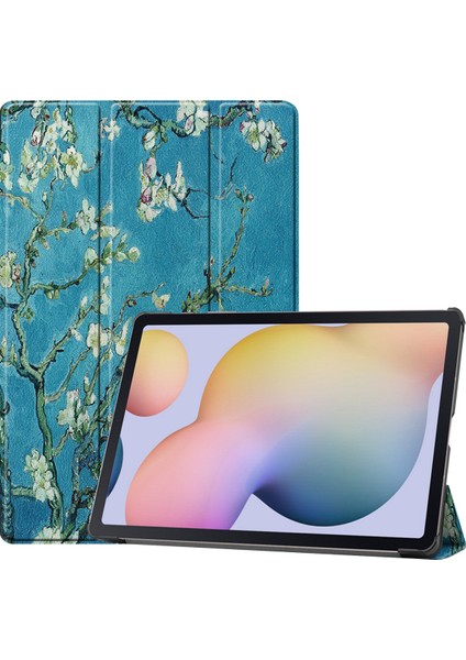 Samsung Galaxy Tab S7 PLUSS7PLUS(T970/T975) Kapak 2020 Için, 【otomatik Uyku/uyandırma】 Deri Ince Üç Katlı Kapak Manyetik Stand Kayısı Çiçeği (Yurt Dışından)