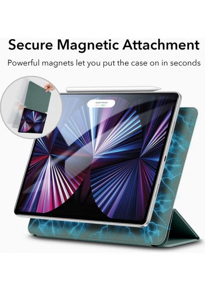 iPad Pro 11 2021/2020 (3./2. Nesil) ile Uyumlu Kılıf, Pencil 2 Desteği, Üç Katlı Stand, Otomatik Uyku/uyandırma Işlevi, Orman Yeşili (Yurt Dışından) modelleri